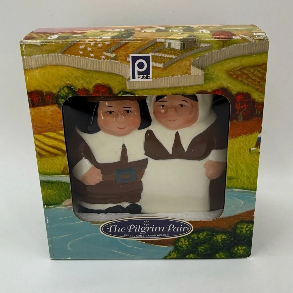 Publix “The Pilgrim Pair” Collection Ceramic Napkin Holder‎ Collectable New NIB